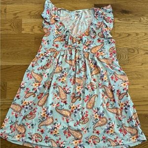 Vibrant Floral Paisley Mini Dress